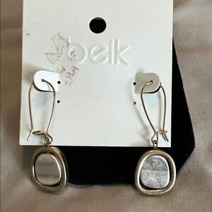 o·e·k Silver-Tone Drop Earrings with Textured Gray Inset
